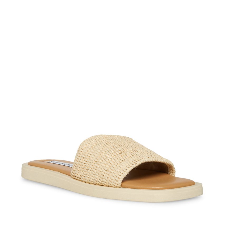 Sandalias de Diapositivas Steve Madden Leigh Natural Mujer Beige | ES QA3SE4